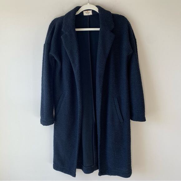 Marine Layer Lila Coat Open Front Cardigan Textured Birdseye Boucle Black Sz XS - Picture 1 of 14